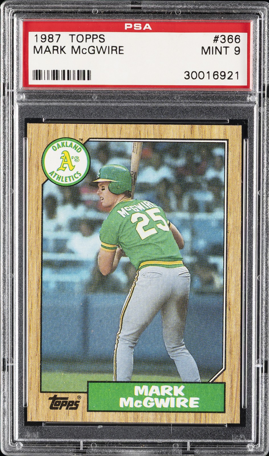 1987 TOPPS #366 MARK MCGWIRE ROOKIE RC PSA 9