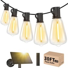 Solar Outdoor String Lights 30 FT, ST38 Patio Lights Shatterproof Dimmable Vi...