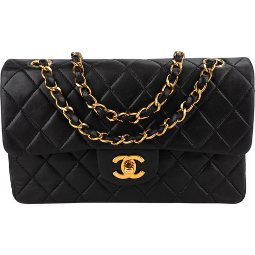 Chanel Quilted Lambskin 24K Small Double Flap Shoulder Bag Coco CC Bag