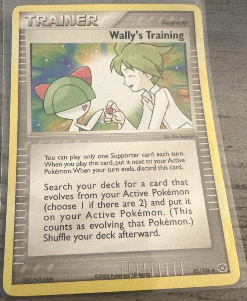 Pokemon TCG Card 2005 Emerald - Wally's Training 85/106 SHARP CARD. NM/VLP PICS