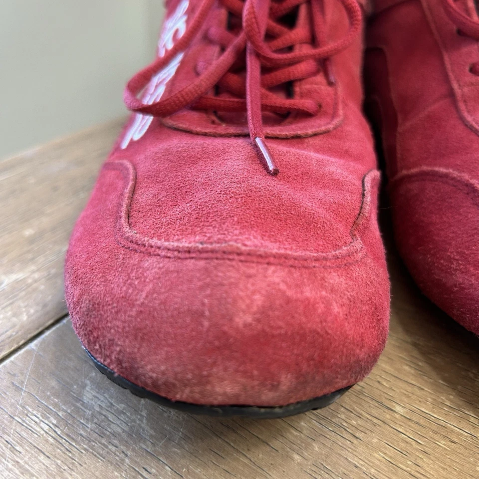 Zapatos de carreras Sparco Race rojos de gamuza para conducir de caña alta para hombre US 11 SFI aprobados en muy buena condición Foto 4 de 4