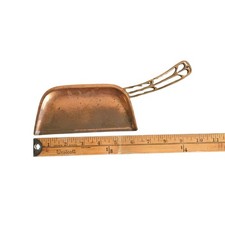 Antique Art Nouveau Copper Crumb Tray Silent Butler Brass Openwork Handle 9.5in
