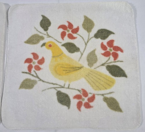 (2) Vintage Cannon Monticello Yellow Canary Bird/ Floral Washclothes Made In USA - Picture 2 of 7