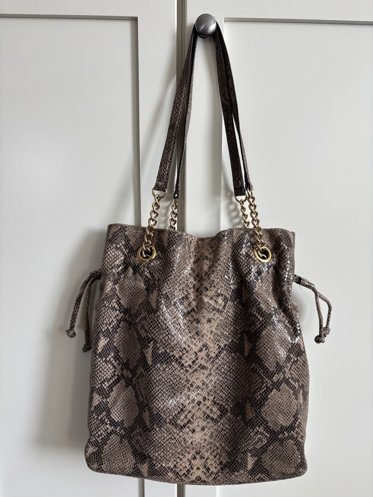 Michael Kors Jet Set Python Chain Suede Leather C… - image 2