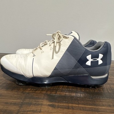 Under Armour Spieth 2 Golf Shoes Gortex-Men s Size 5.5 Y White/Navy Blue Spike