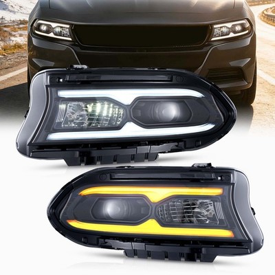 VLAND für Dodge Charger 2015-2023 LED Scheinwerfer mit weiß/gelbem Tagfahrlicht