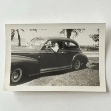 Vintage Snapshot Photograph Handsome Young Man In Car Waiting To Pick Up Date