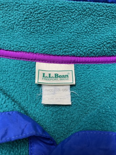 Vintage LL Bean Teal Green Purple Women’s Fleece Jacket USA Made 90’s SZ Large - Picture 7 of 12