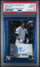 2025 TOPPS CHROME LOGOFRACTOR AUTO BLUE REFRACTOR BEN RICE RC 123/150 PSA 10