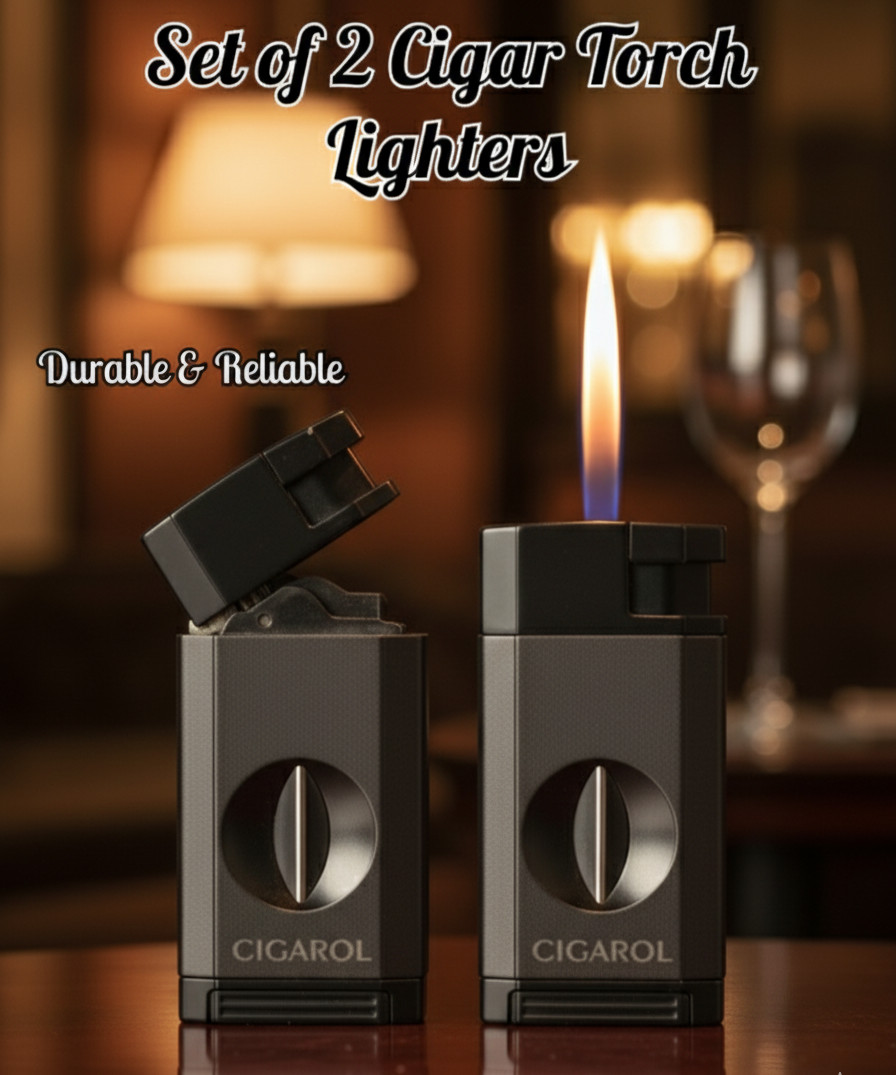 With Cutter Windproof Refillable Set Of 2