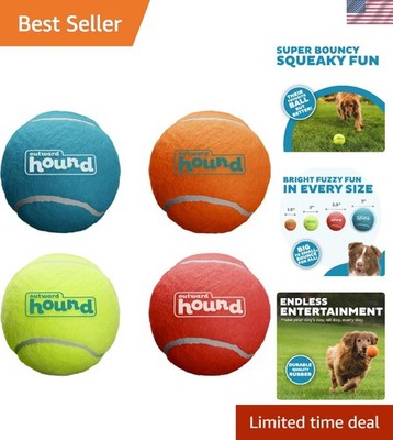 Squeaker Ballz   Squeaky Tennis Balls for Dogs 50 lbs and Over, Interactive D...