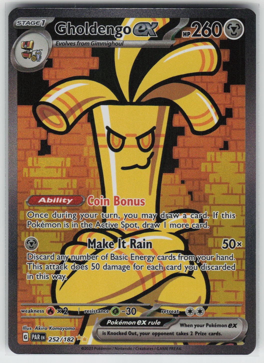 Pokemon Gholdengo ex - Special Illustration Rare SV04: Paradox Rift 252/182 NM