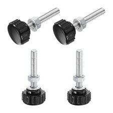 uxcell 4 Sets Knurled Knobs Thumb Screws with Nuts M5 x 30mm x 18mm, Black