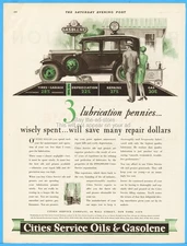 1929 Cities Service Oils & Gasolene Gasoline 1920's Gas Station Pump Globe Ad