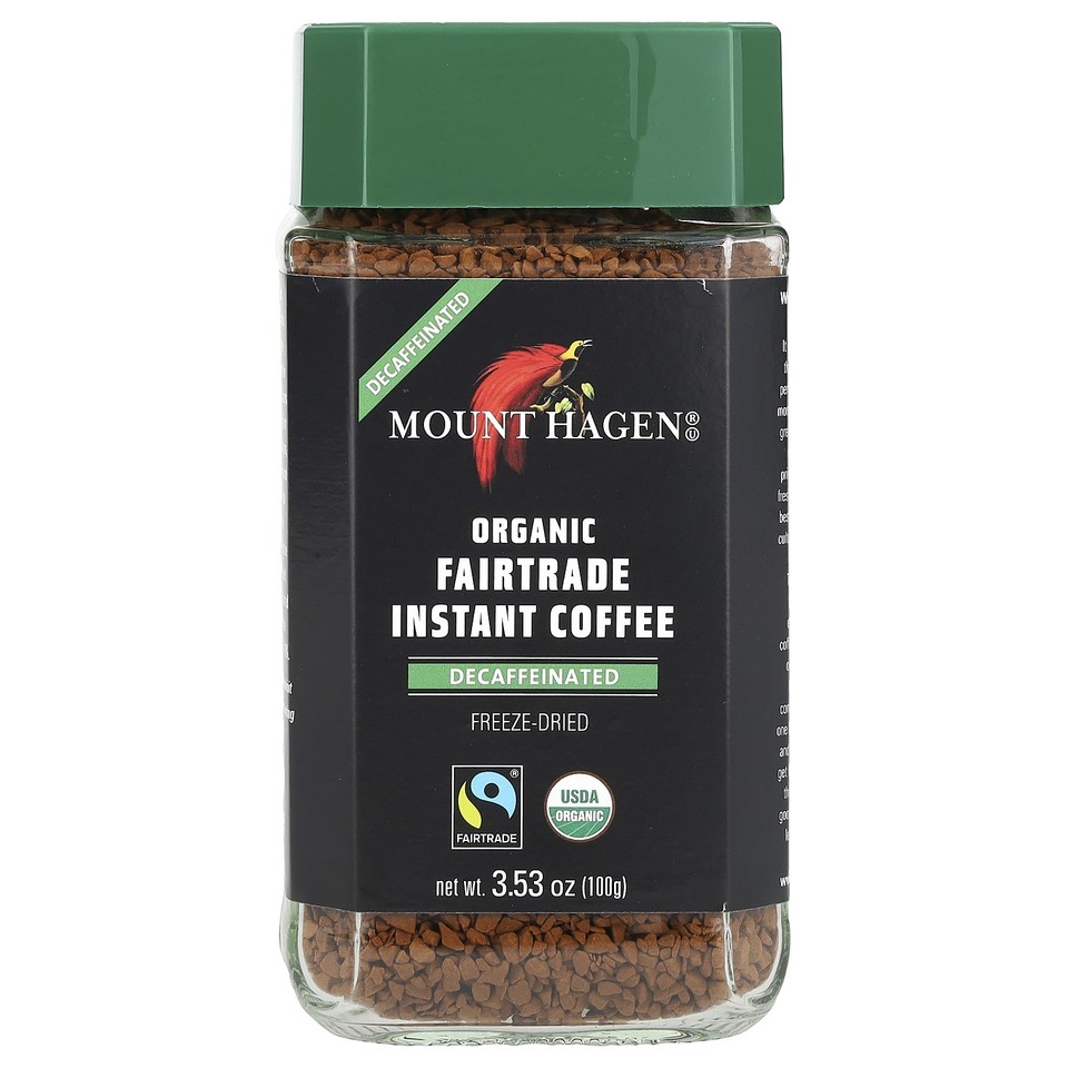 Organic Fairtrade Instant Coffee, Decaffeinated, 3.53 oz (100 g)