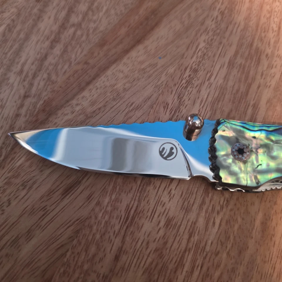 Cuchillo Plegable Falcon Abulón Madreperla Concha Incrustación Navaja de Bolsillo para Caballeros Foto 2 de 4