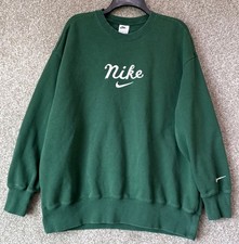 Nike Women's Sz Large Embroidered Oversized Crewneck Sweatshirt Green DZ4625-341