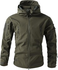 Men's Camo Softshell Jacket Windproof Fleece Tactical Pockets Outdoor