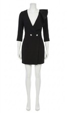 Mac Duggal Ruffled Faux Tuxedo Mini Dress Black