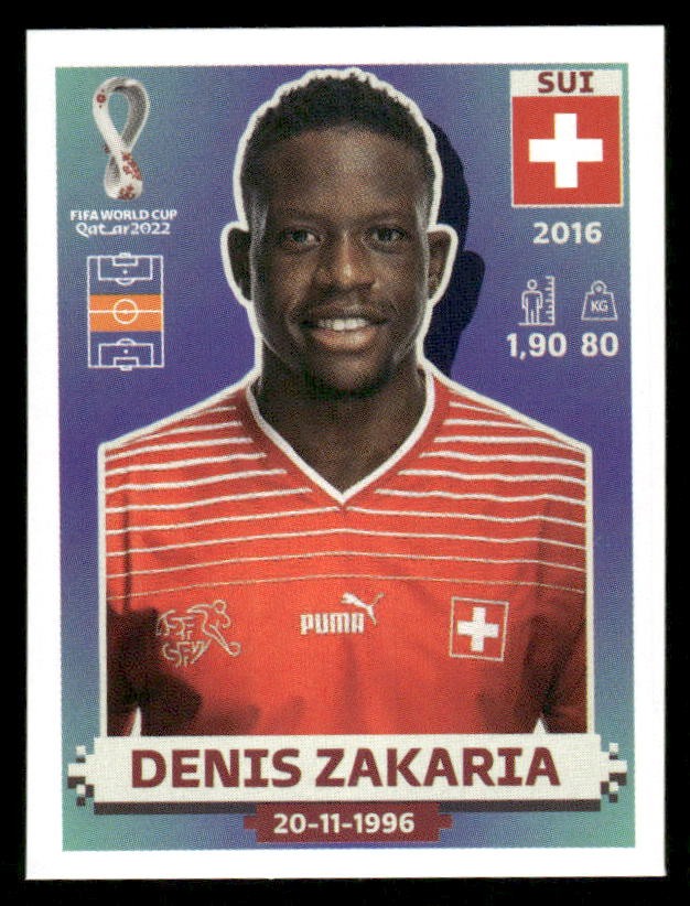 2022 Panini World Cup Stickers #SUI15 Denis Zakaria - SCR