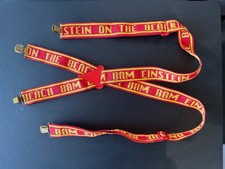Vintage BAM “Einstein on the Beach” Suspenders – Red/Yellow Woven Text – Brookly