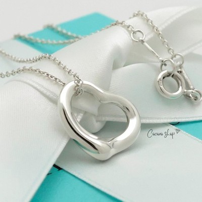 Authentische Tiffany & Co. Peretti offenes Herz 16 mm Halskette 16,4'' Silber mit Etui