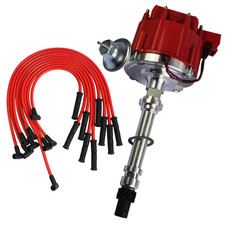 New HEI Distributor with Spark Plug Wires Ignition Combo Kit Replacement for Che