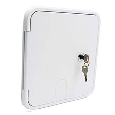 RV Electric Power Cord Cable Hatch Cover Camper Trailer Hose Storage White