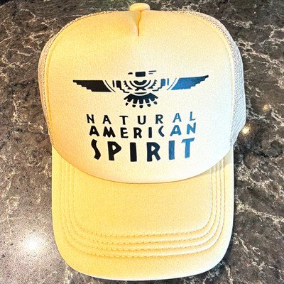 American Spirits Logo Beige Trucker Hat Mesh Back Adjustable One Size