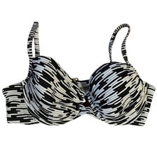 Victoria Secret Swim Bikini Top Black  White Classic Size 36C NWOT