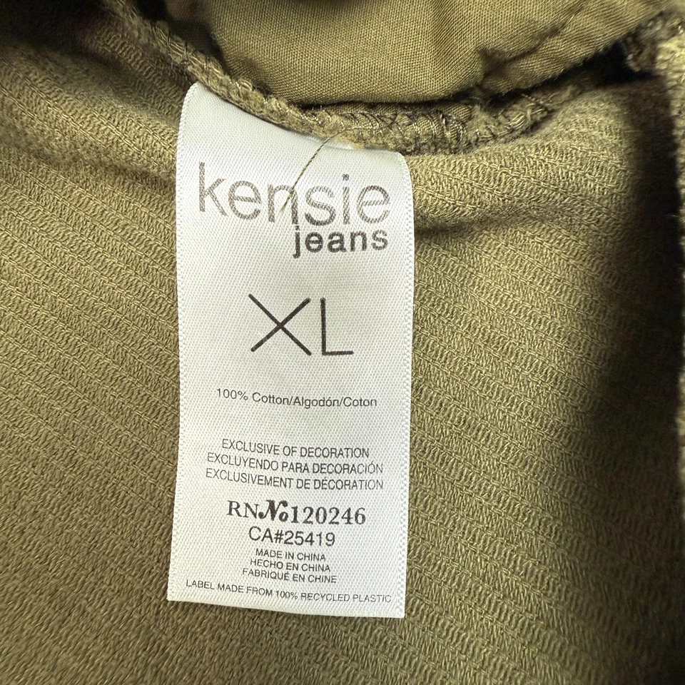 Camisa Kensie Jeans Para Mujer XL Verde Pana Botón Frontal Cazadora Sobrecamisa Foto 4 de 4