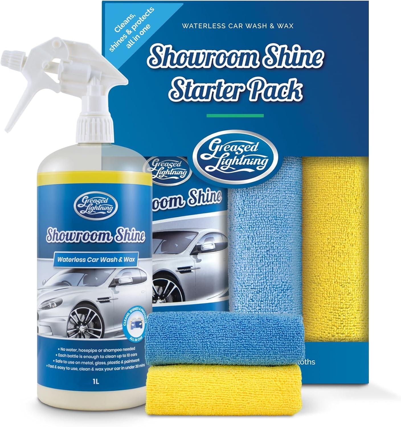 Greased Lightning Showroom Shine Waterless Car Wash and Wax, Easy and Fast, No