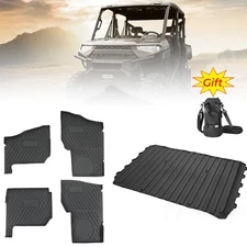 5PCS UTV Floor Mats+Bed Mat for 2019-2025 Polaris Ranger Crew XP 1000 4-Seater