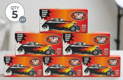 Hot Rod Tube Cigarette Tubes 200 Count Per Box Regular Flavor 100mm (Pack of 5)