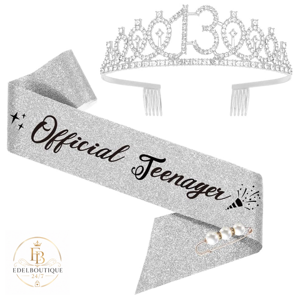 Geburtstagskrone Tiara SchäRpe Set 13. Geburtstag Teenager Geschenk-image