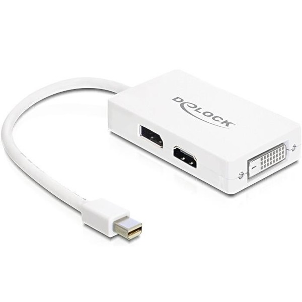 Delock Adapter Mini Displayport 1.1 Stecker>Vga/Hdmi/Dvi Buchse Passiv - Weiß-image