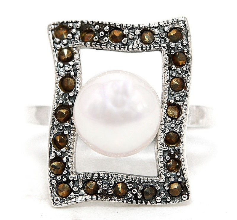 Heat Treated Seed Pearl 925 Sterling Silver Ring Sz 7 Z5-5