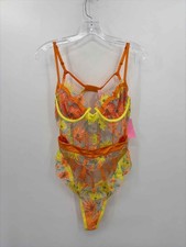 Pre-Owned For Love Lemons Orange Size Medium Floral Bodysuit