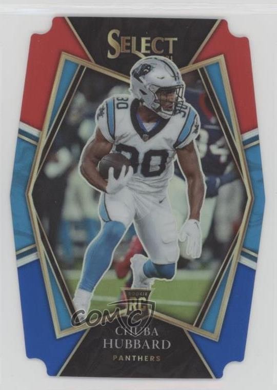 2021 Panini Select Premier Level Red & Blue Prizm Die-Cut Chuba Hubbard 0i5i