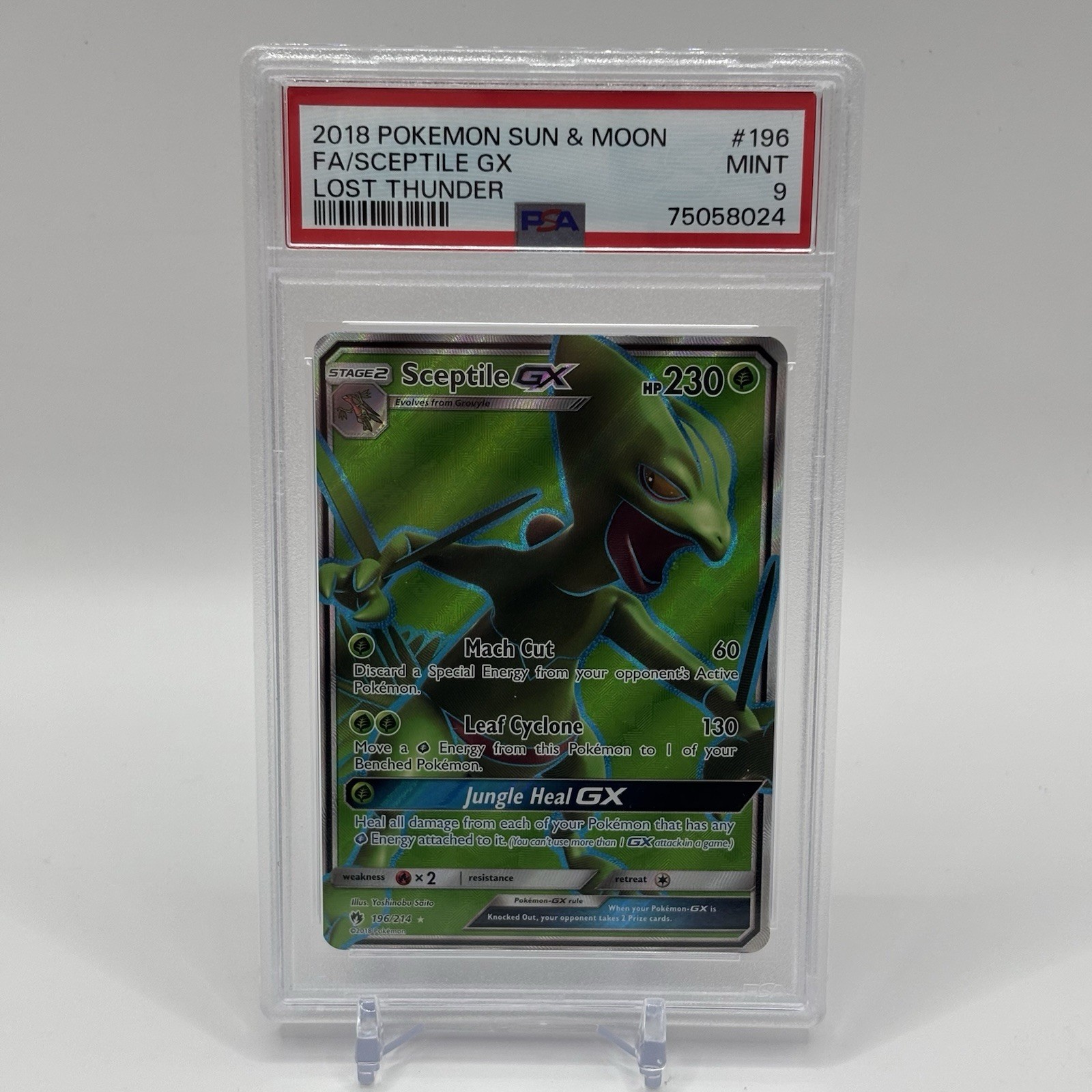 2018 Lost Thunder Sceptile GX Full Art 196/214 PSA 9