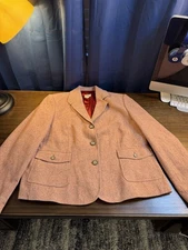 LL Bean Blazer Women Sz XL Red/Pink Jacket Wool Silk 3-Button Sports Coat