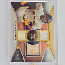 Topps 2025 Tribute Jackson Chourio Brewers Triple Relics Memorabilia /199