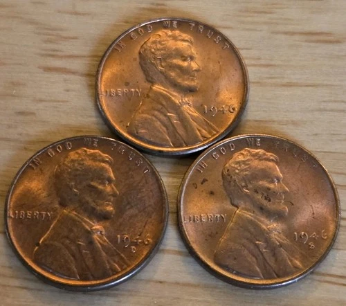 1946-P 1946-D 1946-S LINCOLN WHEAT PENNY CENT LOT - CHOICE/GEM BU RED UNC