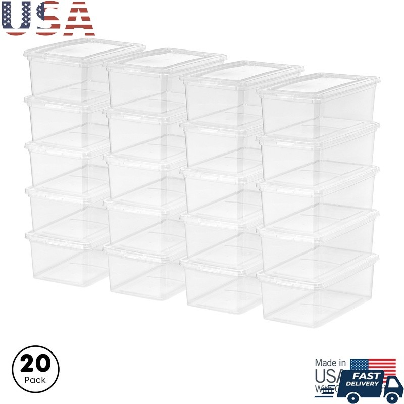 20-Pack Stackable Plastic Storage Bins with Lids for Home Organization-image
