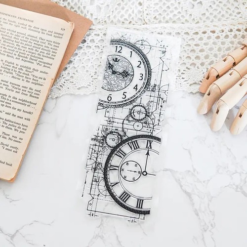 Tim Holtz klare Klebestempel - Erfinder/Uhr