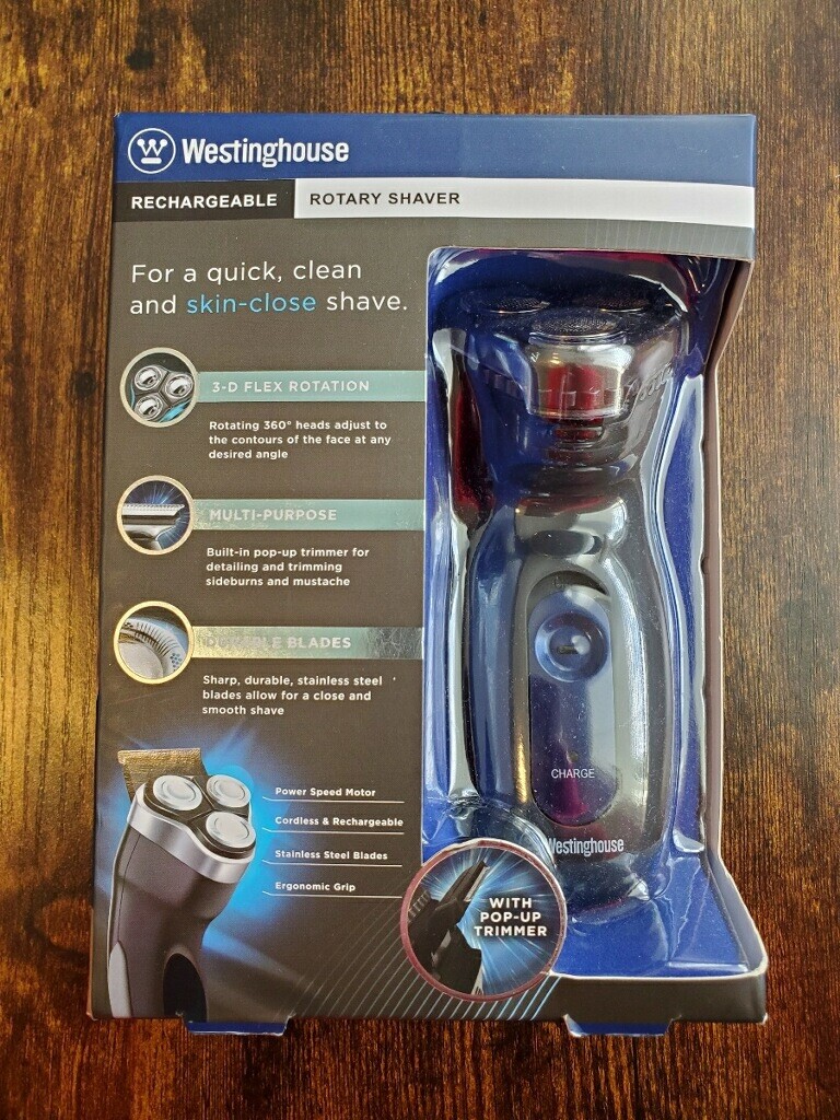 WESTINGHOUSE CORDLESS 3DFLEX RECHARGEABLE ROTARY SHAVER & POPUP