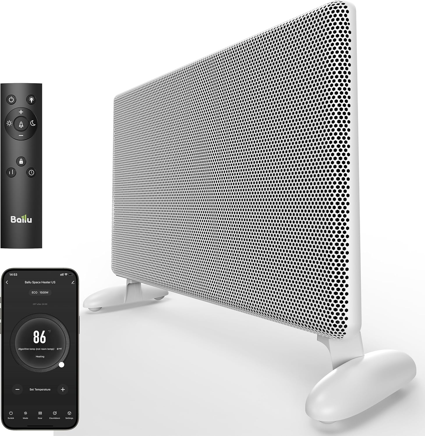 Mica Infrared Space Heater Indoor Use,1500W Electric Panel Heater with Program T