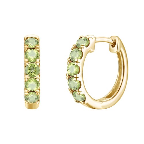 0.50 CT Lab Created Peridot Small Huggies Hoop Earrings 14K Yellow Gold Plated