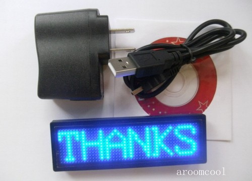 NEW Blue led Programmable Message moving scrolling LED Name Badge Tag