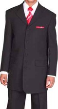 Men's Long Coat Jacket, 7- Button Zoot Suit Come with Pants, Black 904P